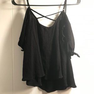 off the shoulder black tank top